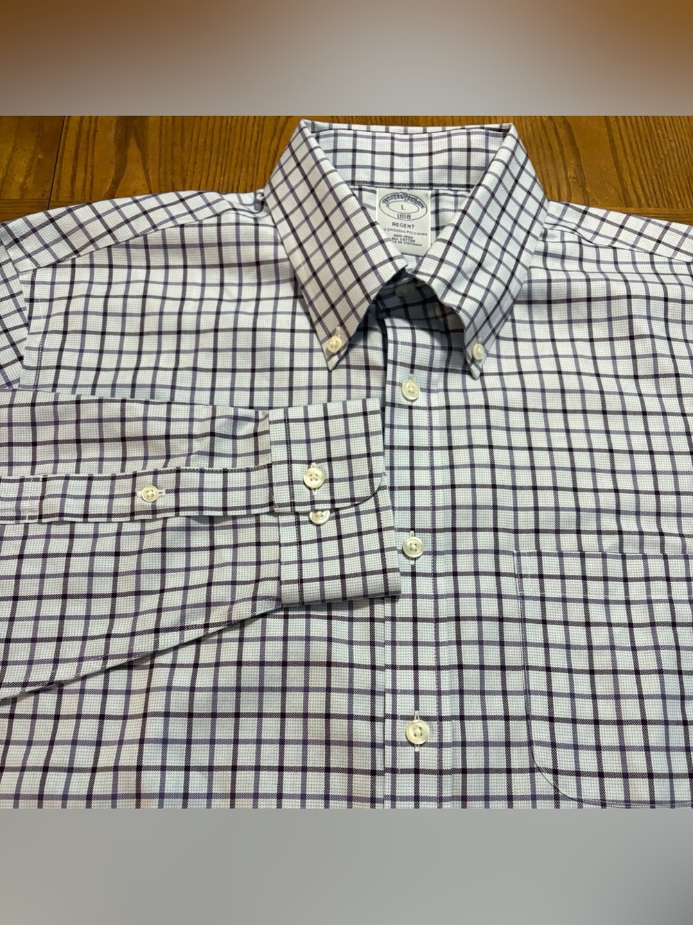 Brooks Brothers 1818 Regent Non-Iron Checkered Button Up Shirt Men’s Size L